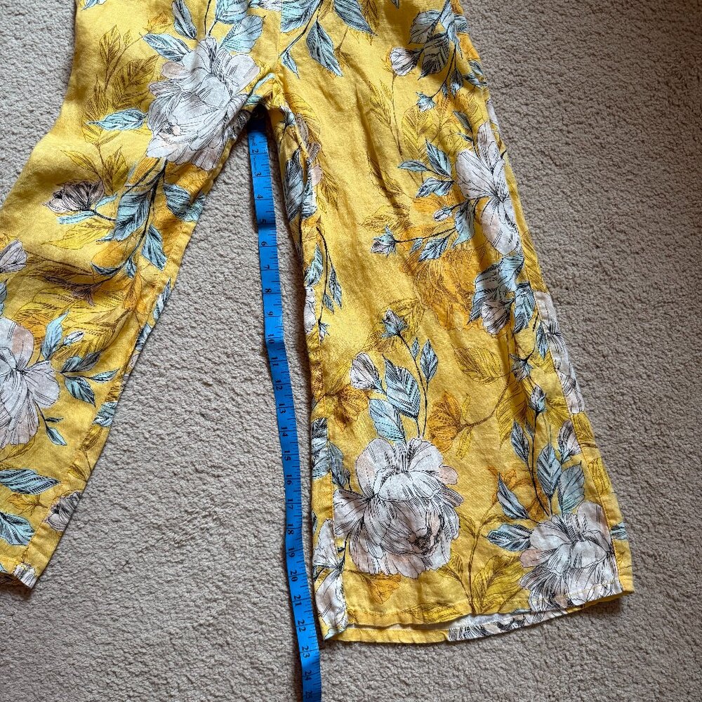 Nicole Miller *Yellow Wide-Leg Linen Pants* | Bright Floral | POCKETS | XS - Picture 11 of 12